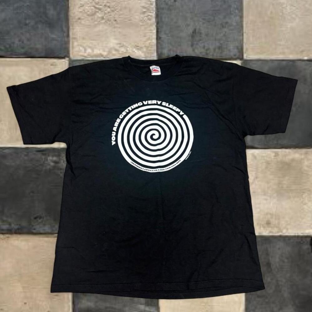 Vintage 90s You Are Getting Very Sleepy Hypnosis T Shirt Black Graphic Tee XL